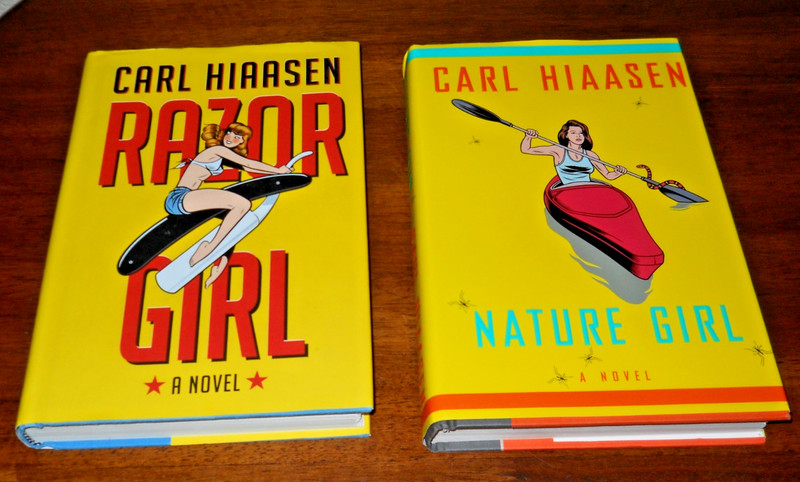 Carl Hiaasen – lot of 2 hard cover books – Razor Girl & Nature Girl