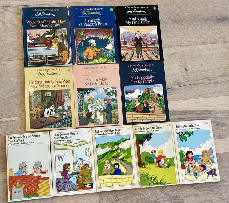 Doonesbury Lynn Johnston Lot of 11 Comic Strip Books Vintage Political Satire
