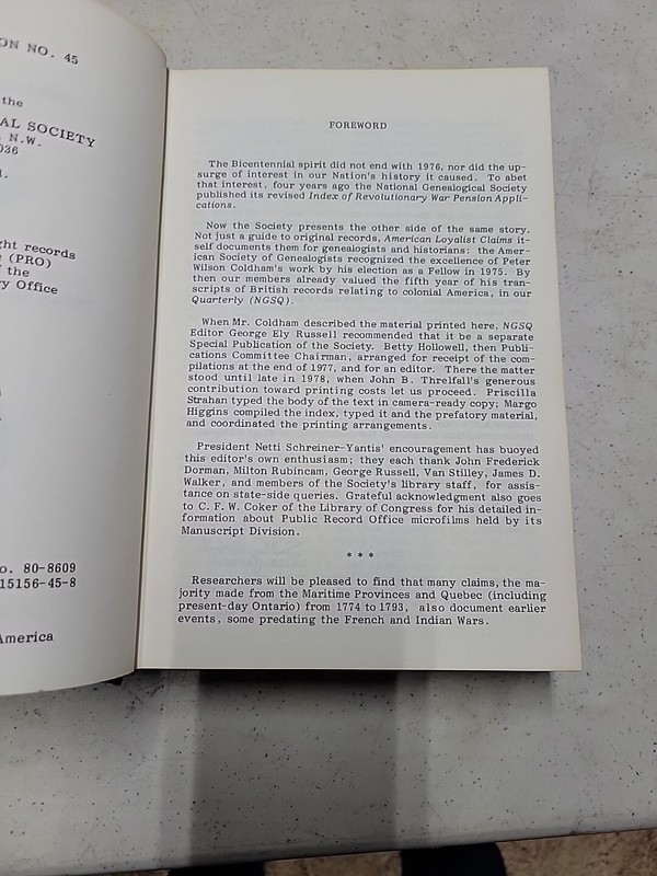 American Loyalists Claims Peter Wilson Coldham 1980 First Edition gallery