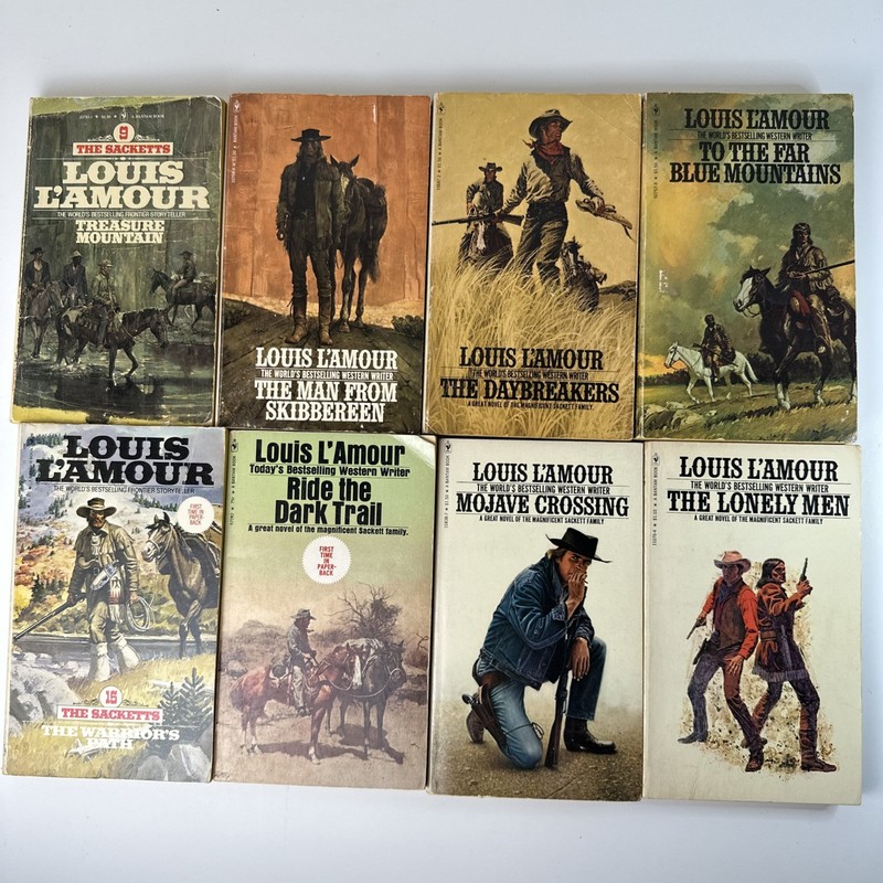 Lot of 8 Vintage Louis L’Amour Sackett Family Series Western Paperbacks Bantam