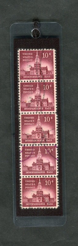 1956 INDEPENDENCE HALL STAMPS LAMINATED BOOKMARK W/REAL U.S. POST. STAMPS #1044