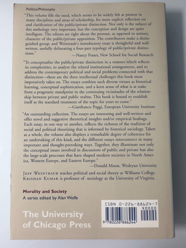 Public and Private in Thought and Practice Jeff Weintraub Paperback Nonfiction gallery