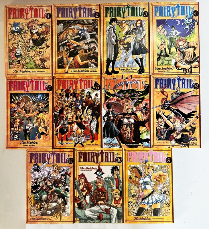 Lot of 11 FAIRYTAIL Manga Book Volumes 1-11 Graphic Novels English Hiro Mashima