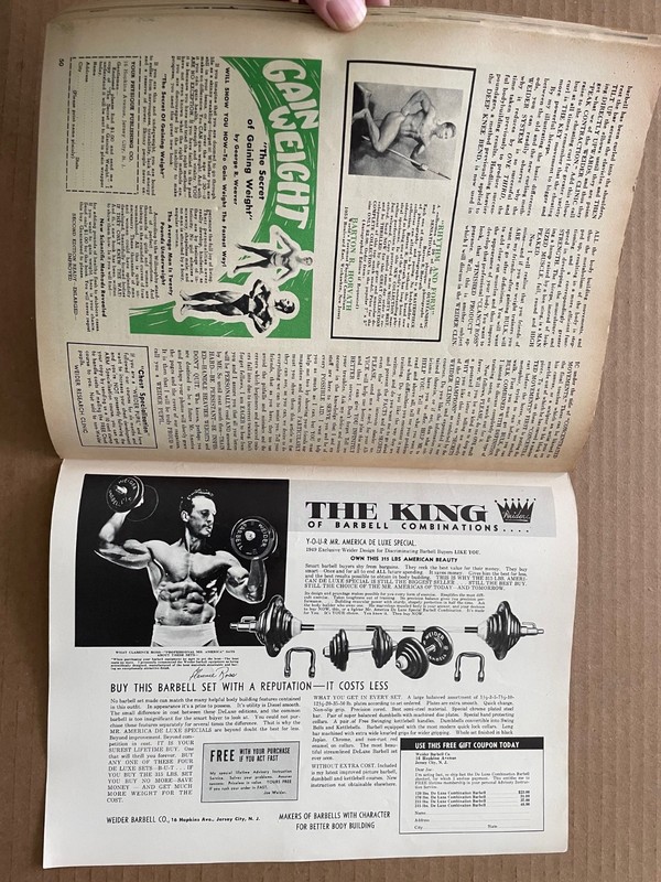 YOUR PHYSIQUE Bodybuilding Weightlifting Magazine August 1950 STEVE REEVES gallery