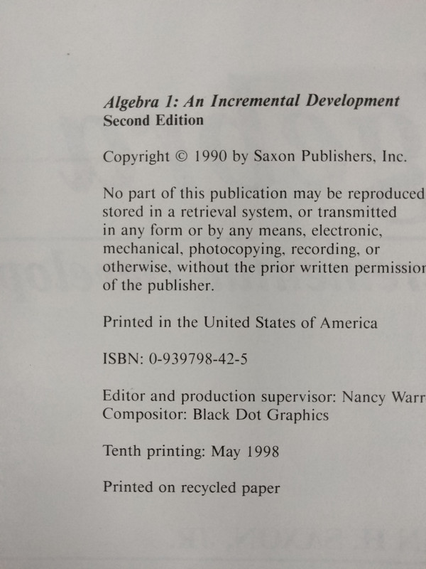 Saxon Algebra I Second Edition gallery