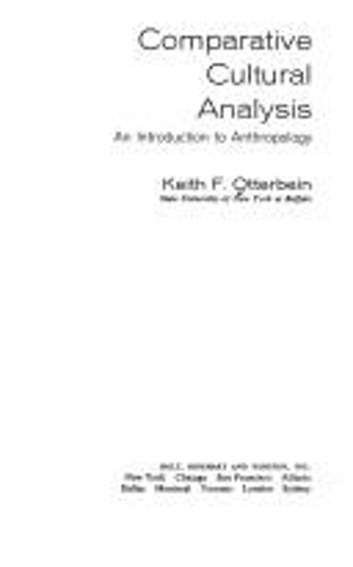 Comparative Cultural Analysis : An Introduction to Anthropology P