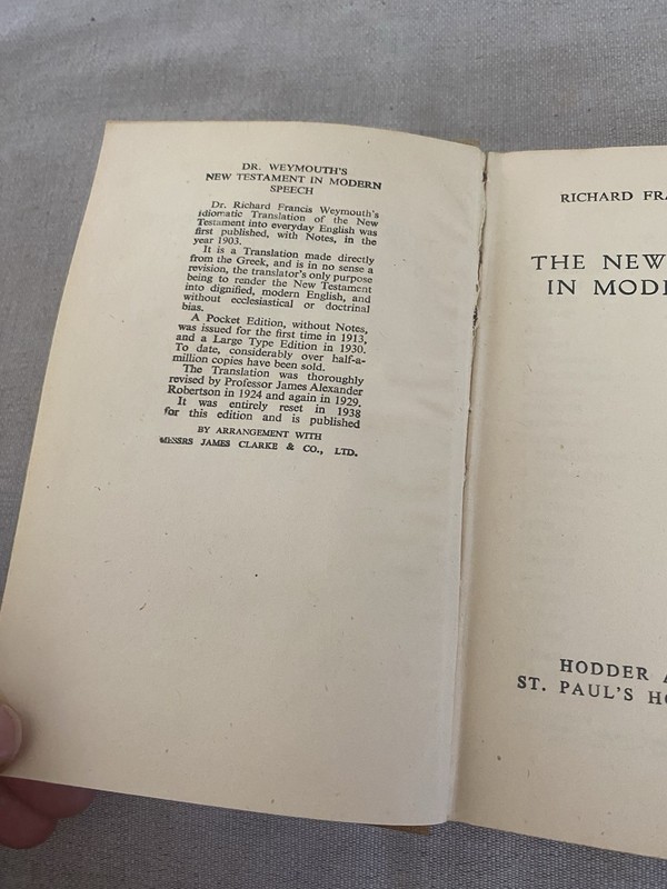 The New Testament in Modern Speech Weymouth HC 1938 Hodder and Stoughton gallery