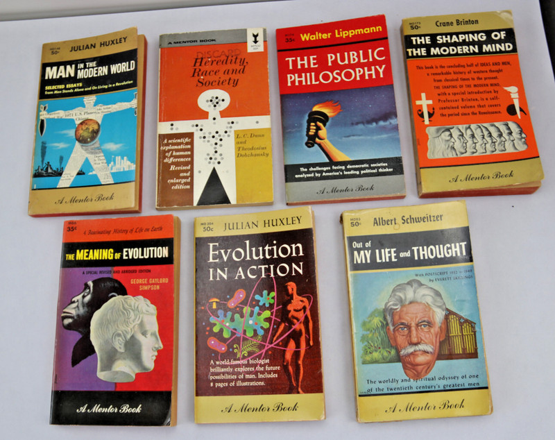 Mentor Books Lot of 7 Philosophy Evolution Schweitzer Huxley Brinton Heredity