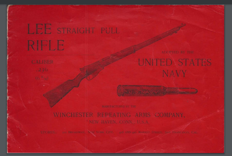 Winchester Lee 1895 Straight Pull Rifle Navy Manual .236 17 pages Comb Bound