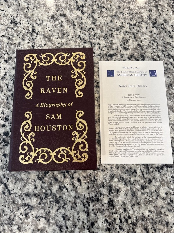 THE RAVEN by Marquis James ~ Biography of Sam Houston EASTON PRESS Collector’s!!