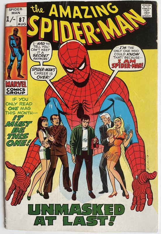Amazing Spider-Man #87 (1970) Peter Parker Reveals His Identity UK Price Variant