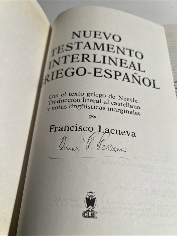 NUEVO TESTAMENTO INTERLINEAL GRIEGO-ESPANOL (SPANISH By Francisco Lacueva VG gallery