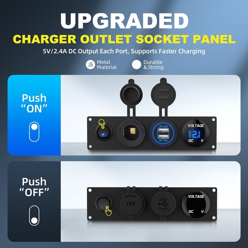 4 in 1 12V USB Panel+LED Voltmete &Dual USB Socket & Lighter Socket &9361 gallery