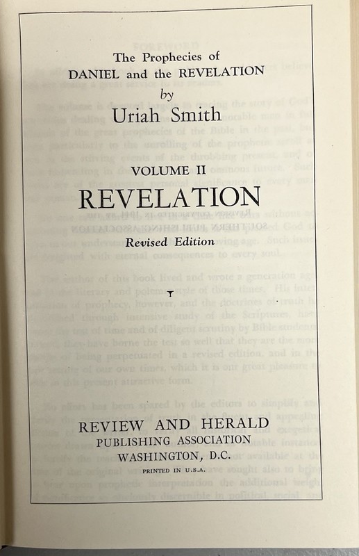 Daniel Revelation Uriah Smith 1944 Christian Home Library Seventh-day Adventist gallery