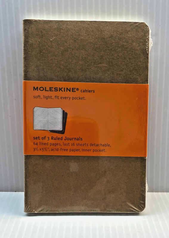 MOLESKINE cahiers 3-1/2″ x 5-1/2″ Set of 3 Ruled Acid Free Paper Pocket Journals