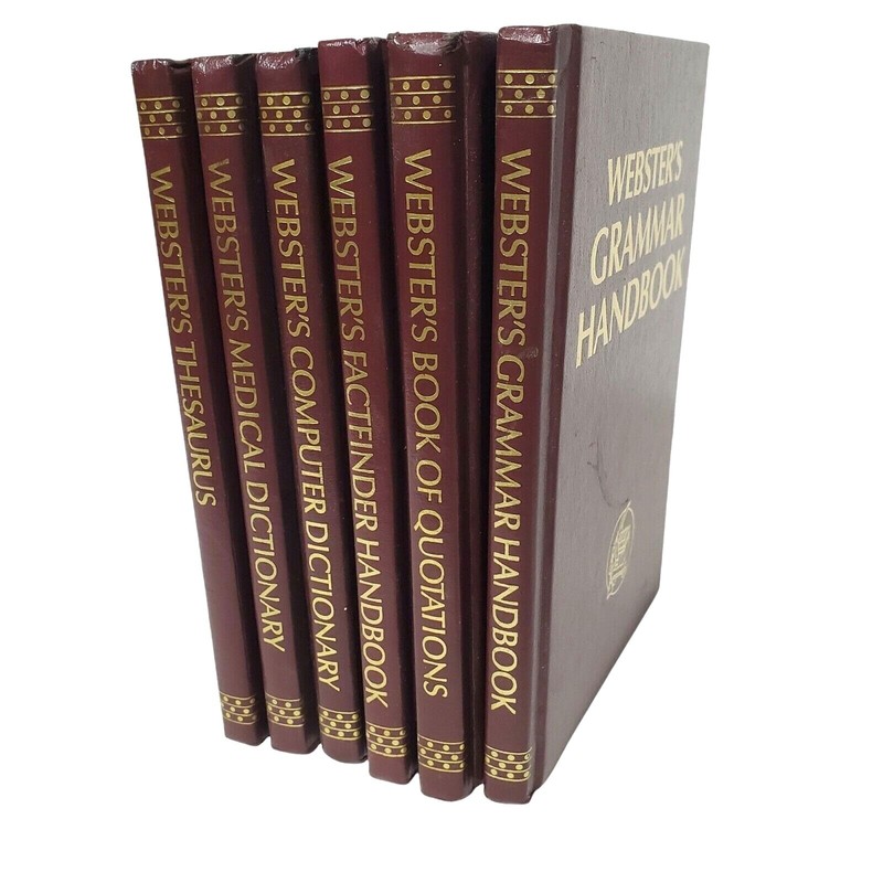 Comprehensive Desk Reference Library 6 Book Set Office Decor Vintage Brown Gold