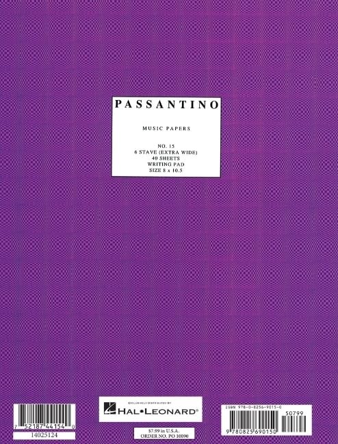 Writing Pad No. 15 6-stave Extra Wide Passantino Manuscript Paper Music Writi…