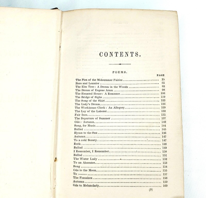 1861 Poetical Works of Thomas Hood Pub by Crosby Nichols Lee & Co BOSTON POETRY gallery