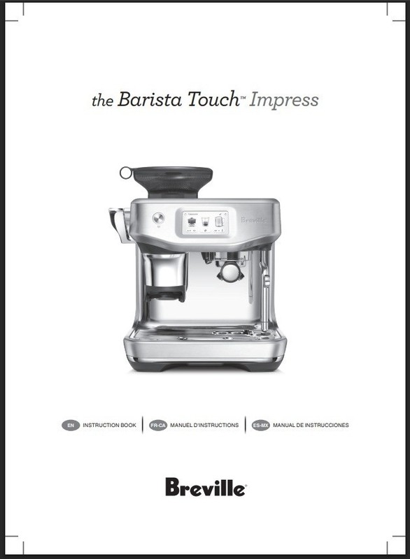 Breville BES881 Barista Touch Impress Instructions Manual: 84 Pages, Coil Bound
