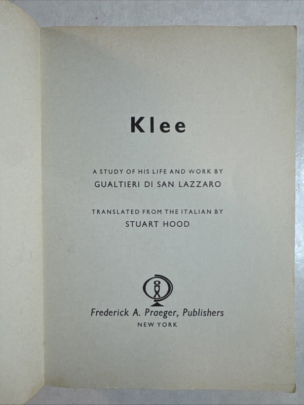 Klee Gualtieri Di San Lazzaro 1964 Paperback Frederick, Praeger World Of Art B33 gallery