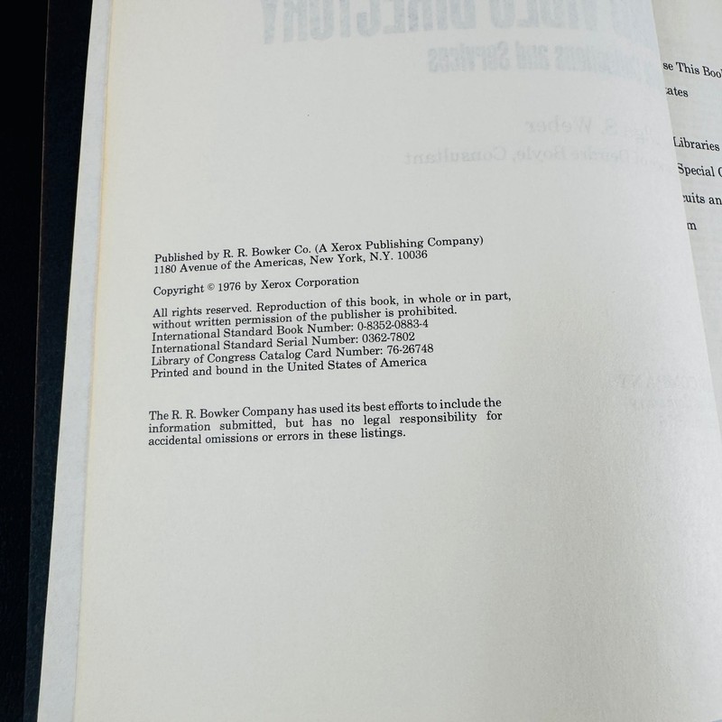 North American Film and Video Directory Olga S. Weber 1976 Hardcover R.R. Bowker gallery