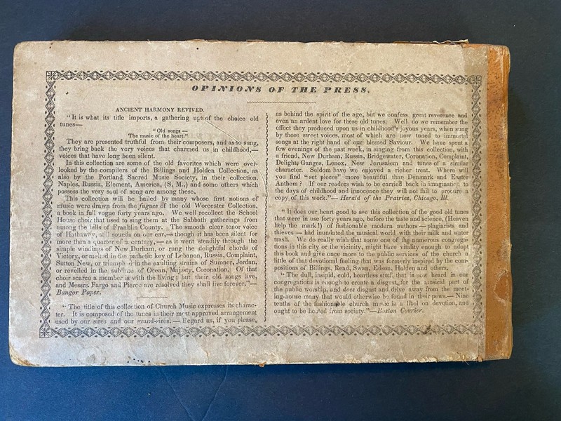 Ancient Harmony Revived 1850 Hymnal Shape Note Book Hallowell Boston Rare gallery