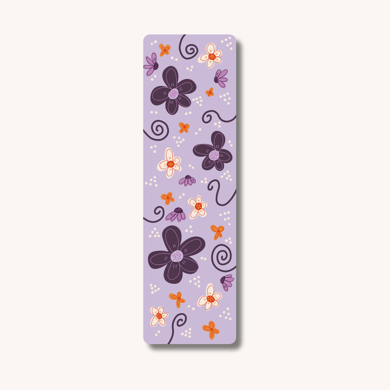 Whimsical Flowers Illustrated Laminated Bookmark for Book Lovers, Bookworm Gifts