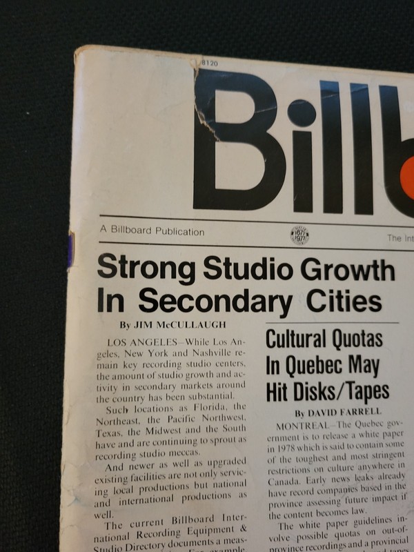 Billboard Magazine, Nov 26, 1977, Arista Records, Alice Cooper Ad, Clive Davis gallery