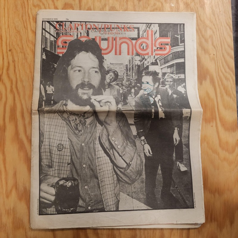 Vintage 1976 Sounds Music Newspaper Oct 9 Clapton Punks Rotten Iggy Bowie AC/DC