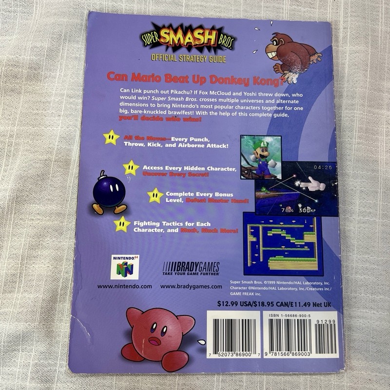 Super Smash Bros Official Strategy Guide Book Brady Games 1999 Nintendo N64 gallery