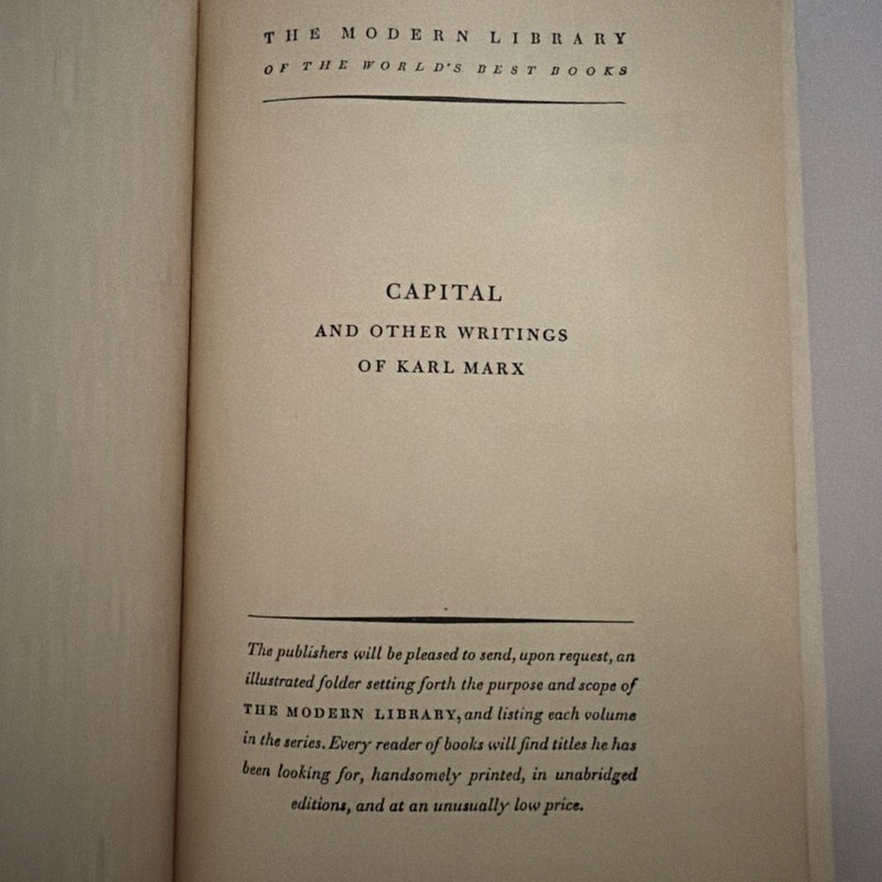 Karl Marx “Capital / The Communist Manifesto & Other Writings” (1932) Vintage gallery