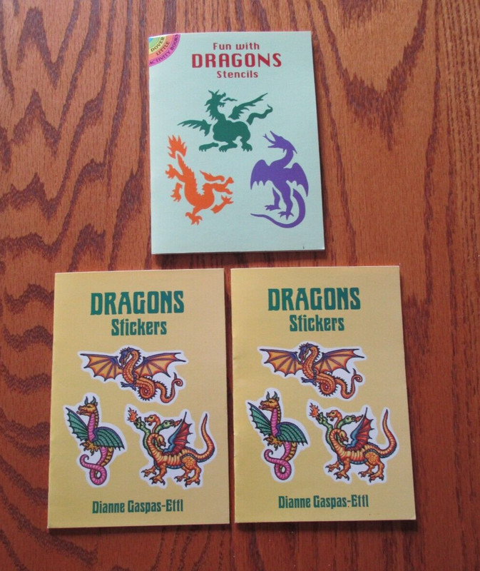 3 Dover Dragons Stickers & Stencils Dianne Gaspas-Ettl /Paul Kennedy Books New