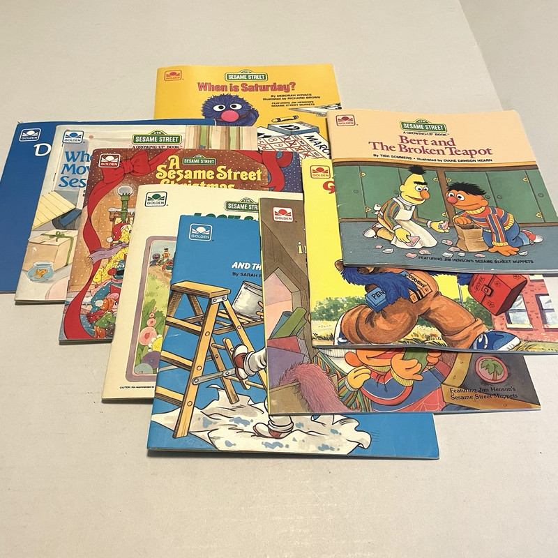 Vintage Sesame Street Golden Books Paperback Lot of 9 Books Big Bird Grover
