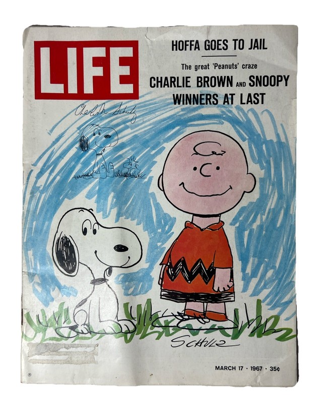 Charles Schulz Signed «LIFE» Magazine, Charlie Brown & Snoopy On 1967