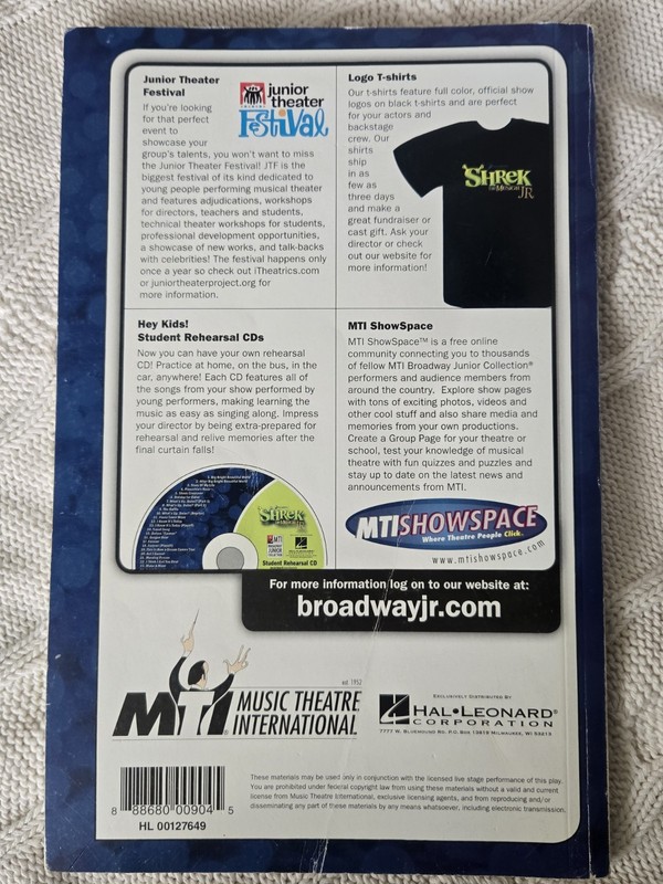 RARE Shrek The Musical JR Actors Script Mama Ogre MTI Broadway Junior Play Book gallery