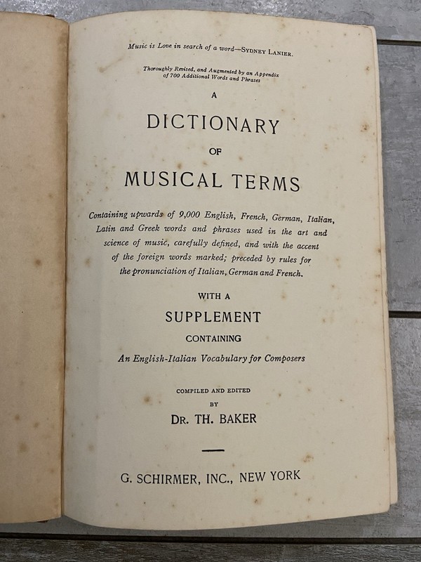 Vintage Book, Dictionary Of Musical Terms By Theo Baker Ph.D gallery