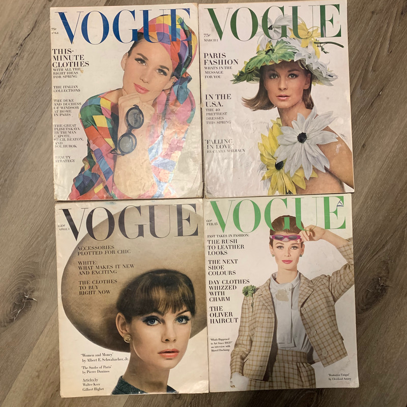 Lot of 11 Vintage Vogue Magazines 1963 1964 1965 1968 | Low Grade *Please Read* gallery