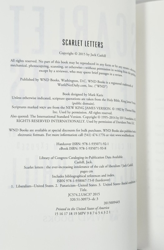 Scarlet Letters by Jack Cashill (2015 HC) Increasing Intolerance Cult Liberalism gallery