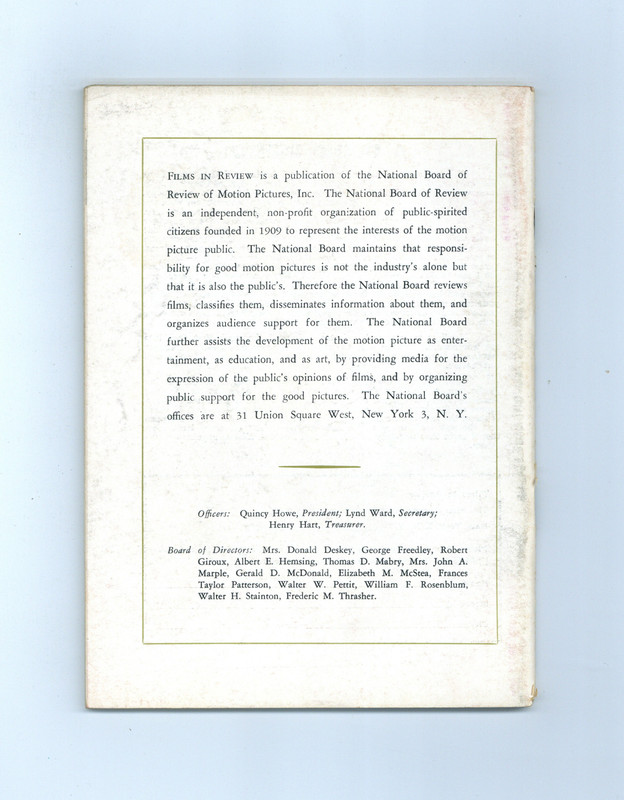Films in Review Vol. 9 #4 VF+ 8.5 1958 gallery