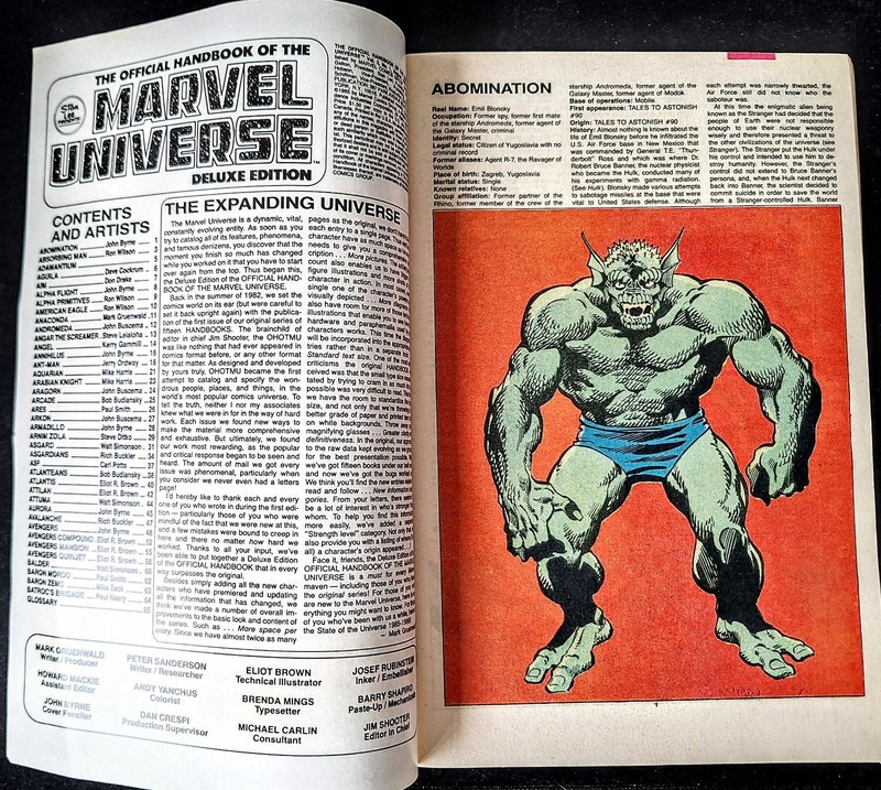 OFFICIAL HANDBOOK OF THE MARVEL UNIVERSE DELUXE EDITION #1 - 5 VF/NM 1985 A - H gallery