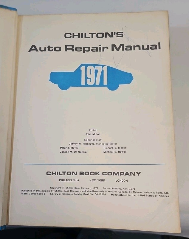 Chilton's Auto Repair Manual 1971 American Cars 1964 to 1971 Hardcover Edition gallery