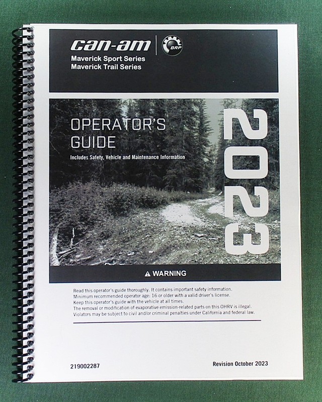 2023 Can-Am Maverick Sport X xc 1000R Owner’s Manual: with Protective Covers