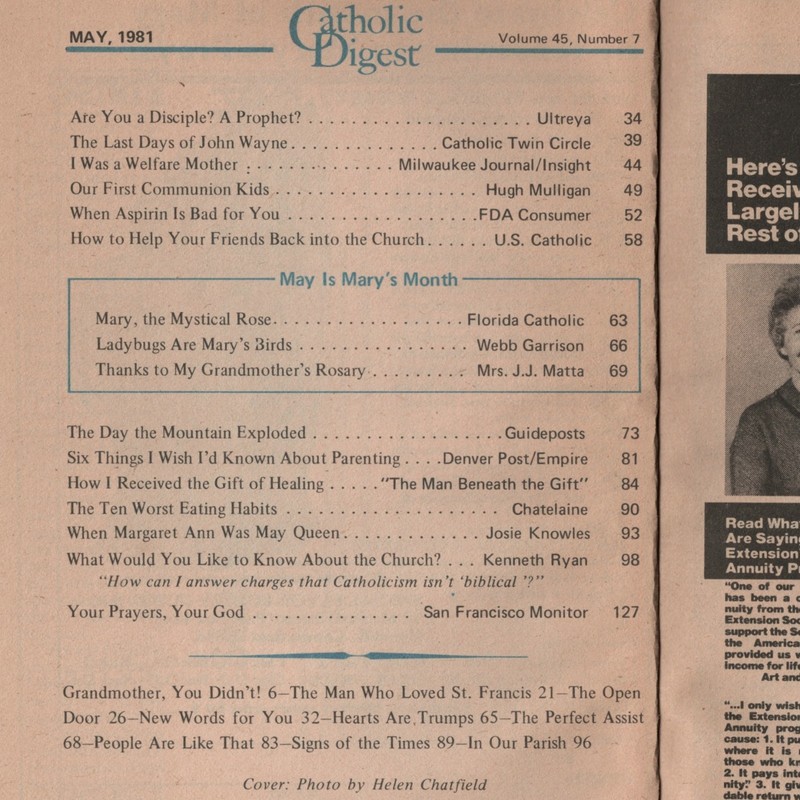 Catholic Digest 1981 May Magazine Last Days of John Wayne The Duke God Death VTG gallery
