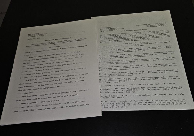 Child’s Author Kay Haugaard for story -original typed manuscript.