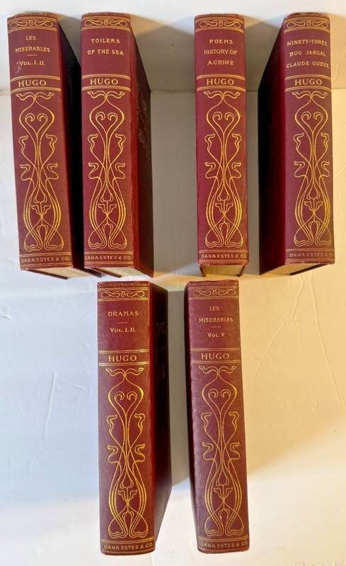 Victor Hugo 6Vol Antique Book Set Dana Estes Les Miserables Toilers Leatherette gallery