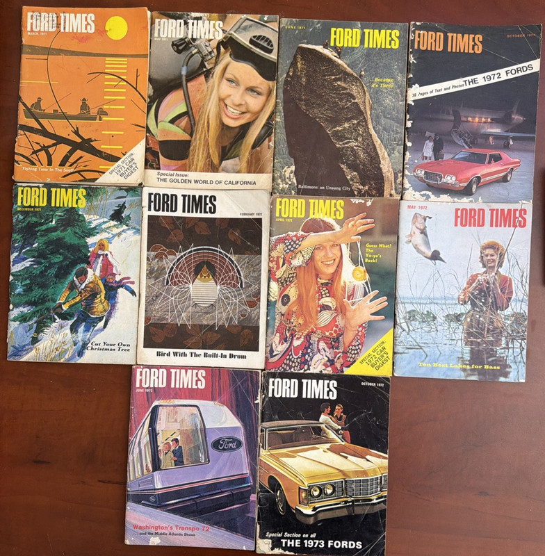 FORD TIMES magazines 1971-1972 Lot Of 10 Issues Vintage