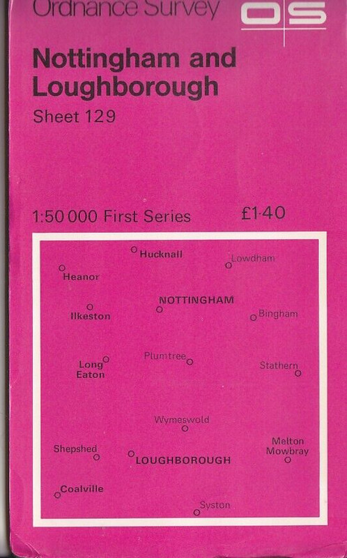 Ordnance Survey Landranger Map 1:50,000 Sheet 129 Nottingham & Loughborough