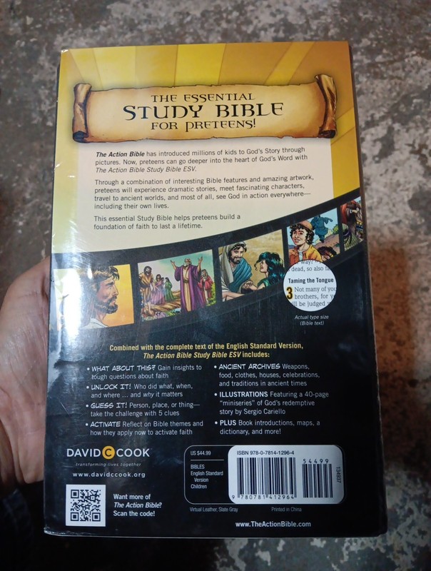 Action Bible Study Bible ESV (Gray) by David C Cook (2015, Imitation Leather) gallery