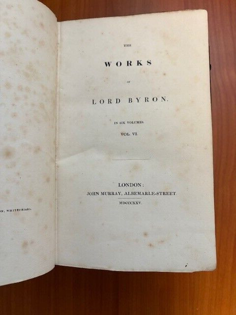 1825 *Lord Byron’s Works in 6 vols*, vols 2,3,4,6 only John Murray HC, Fair/Good gallery