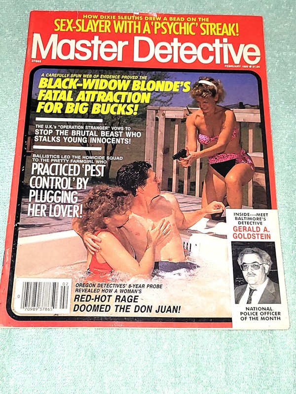 Master Detective Magazine February 1989 Sexy Girl with gun Cover VF/NM-